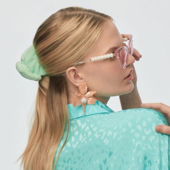 New Lele Sadoughi Sunglasses Rose Glitter Chelsea Cat-Eye NWT with Pouch - Picture 9 of 15